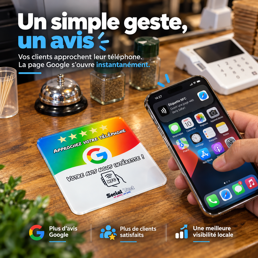Plaque NFC SocialTact en utilisation avec smartphone